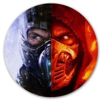 Коврик для мышки круглый Mortal Kombat  - Scorpion и Sub-Zero