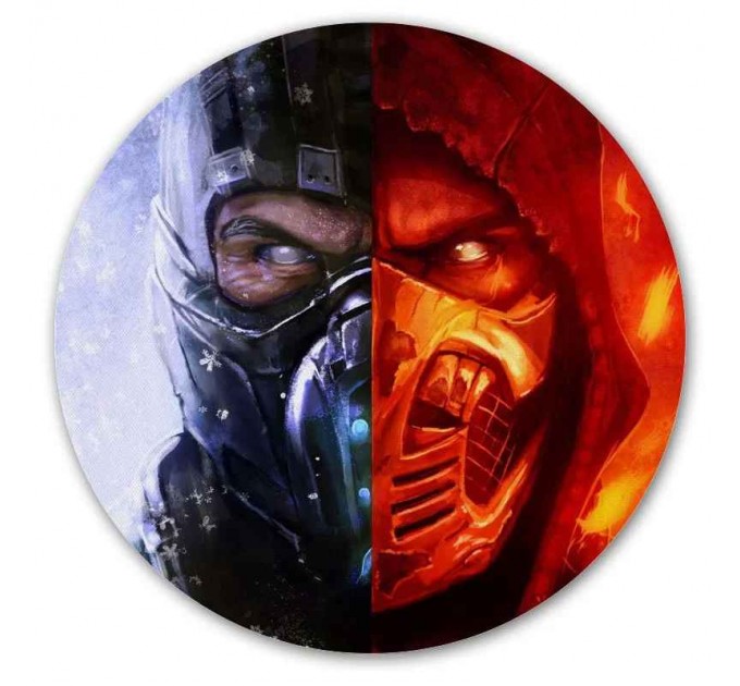 Коврик для мышки круглый Mortal Kombat 11 - Scorpion и Sub-Zero 