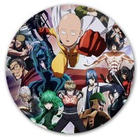 Коврик для мышки круглый One Punch Man с основными персонажами