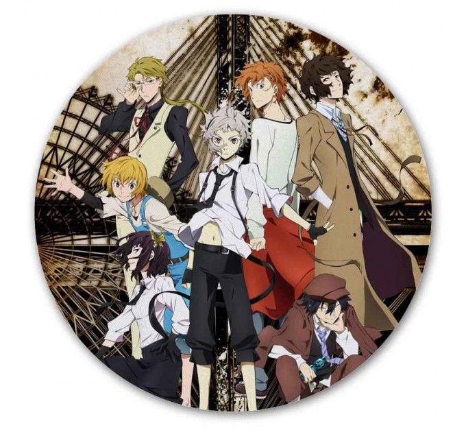 Коврик для мышки круглый Bungou Stray Dogs Armed Detective Agency 