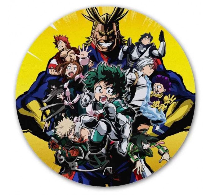 Коврик для мышки круглый Boku no Hero Academia Izuku, Katsuki, Ochako, All, Tsuyu, Minoru, Tenya 