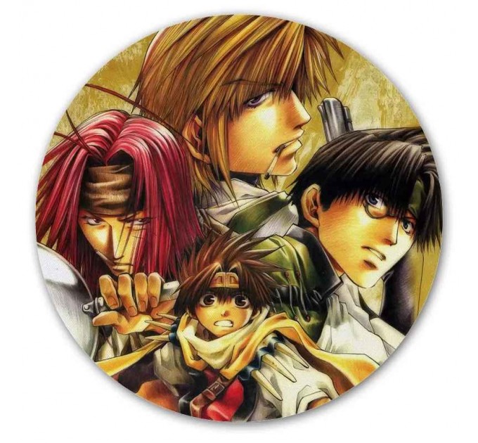 Коврик для мышки круглый с главными персонажами аниме Saiyuki / Саюки 