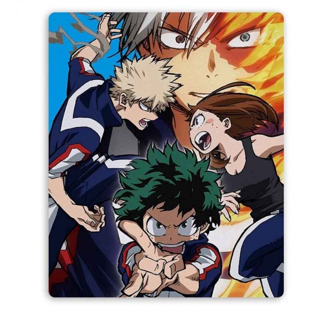 Коврик для мышки прямоугольный Boku no Hero Academia - Midoriya, Uraraka, Bakugou, Todoroki 