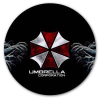 Коврик для мышки круглый Resident Evil Umbrella logo & Hands of zombies