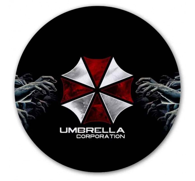 Коврик для мышки круглый Resident Evil Umbrella logo & Hands of zombies 