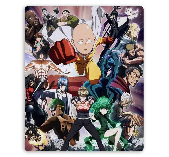 Коврик для мышки прямоугольный One Punch Man с основными персонажами 