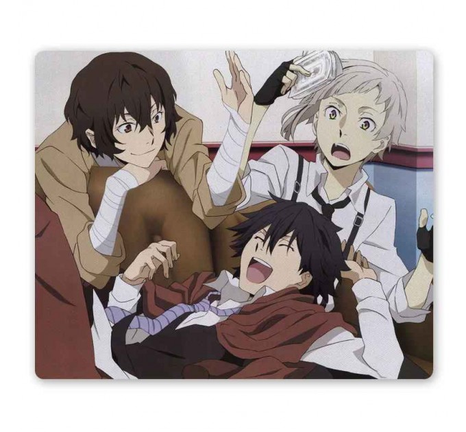 Коврик для мышки прямоугольный Bungou Stray Dogs - Osamu Dazai, Ranpo Edogawa, Atsushi Nakajima 