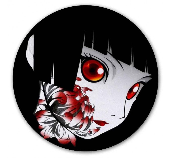 Коврик для мышки круглый Jigoku Shoujo Ai Enma red flower 