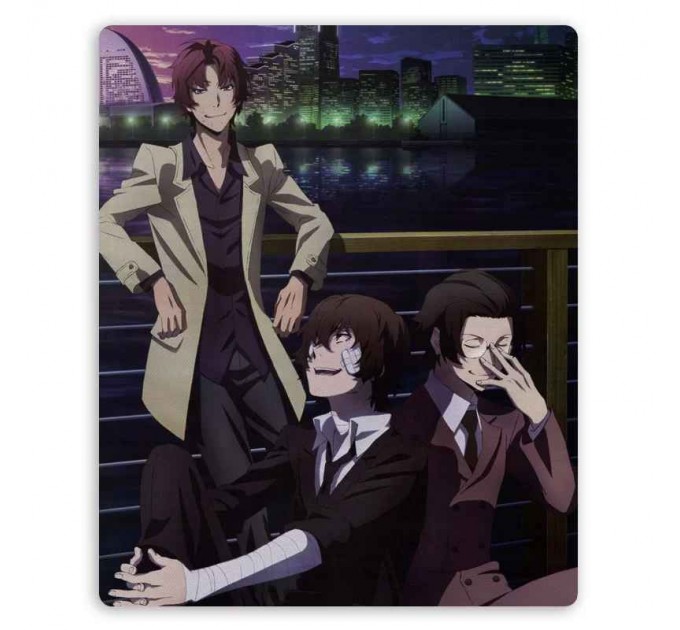 Коврик для мышки прямоугольный Bungou Stray Dogs - Osamu Dazai, Oda Sakunosuke, Ango Sakaguchi 