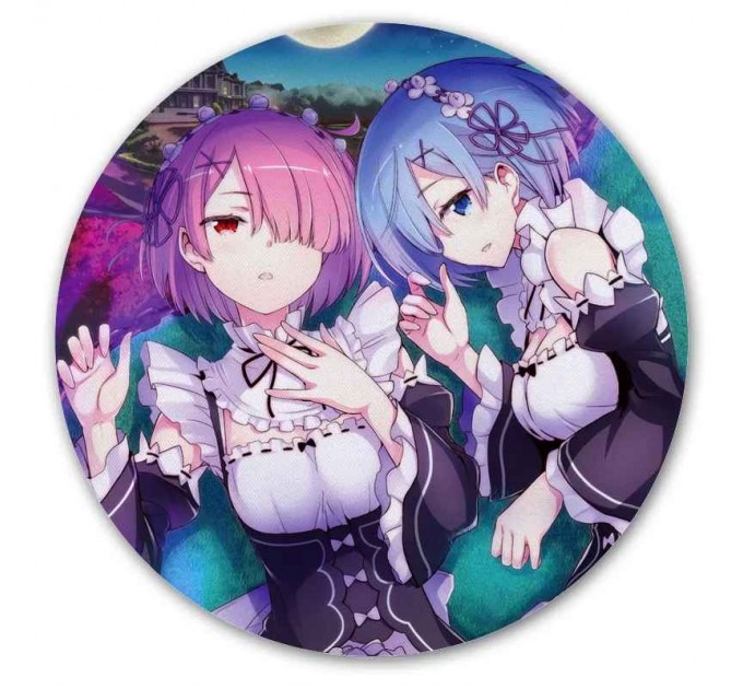 Коврик для мышки круглый Re: Zero - Rem и Ram 