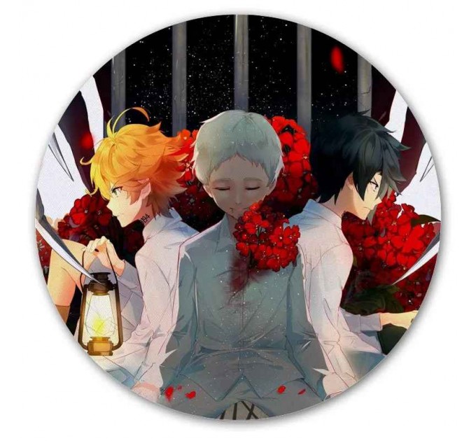 Коврик для мышки круглый The Promised Neverland Ray, Emma и Norman 