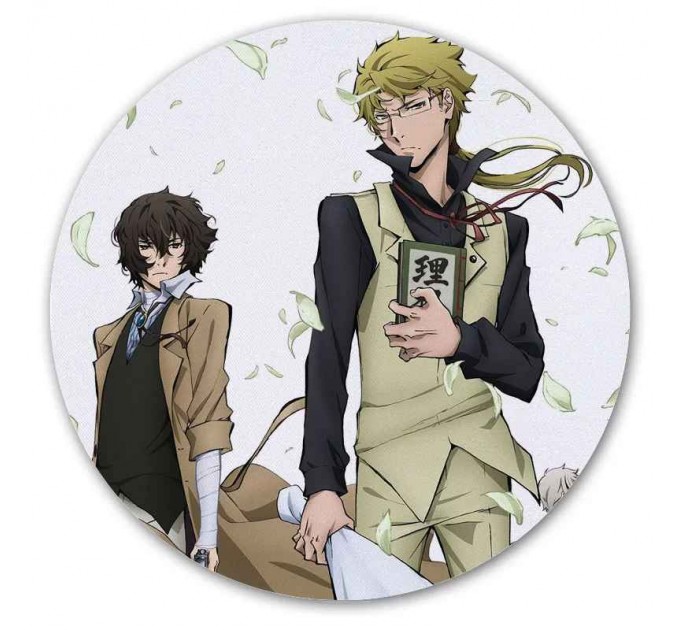 Коврик для мышки круглый Bungou Stray Dogs - Doppo Kunikida, Osamu Dazai 