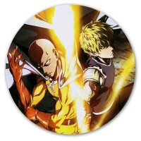 Коврик для мышки круглый One Punch Man - Сайтама и Генос