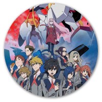 Коврик для мышки круглый с героями аниме Darling in the FranXX