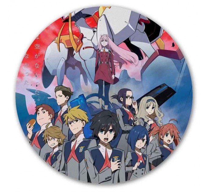 Коврик для мышки круглый с героями аниме Darling in the FranXX 