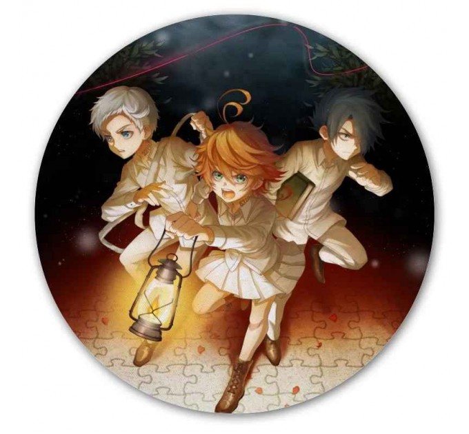 Коврик для мышки круглый The Promised Neverland Emma, Norman и Ray 