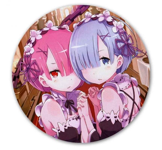 Коврик для мышки круглый Re: Zero - Рам и Рэм 