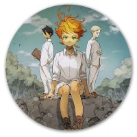 Коврик для мышки круглый Yakusoku no Neverland Emma, Norman и Ray