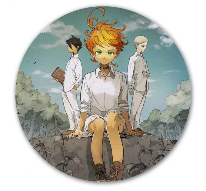 Коврик для мышки круглый Yakusoku no Neverland Emma, Norman и Ray 