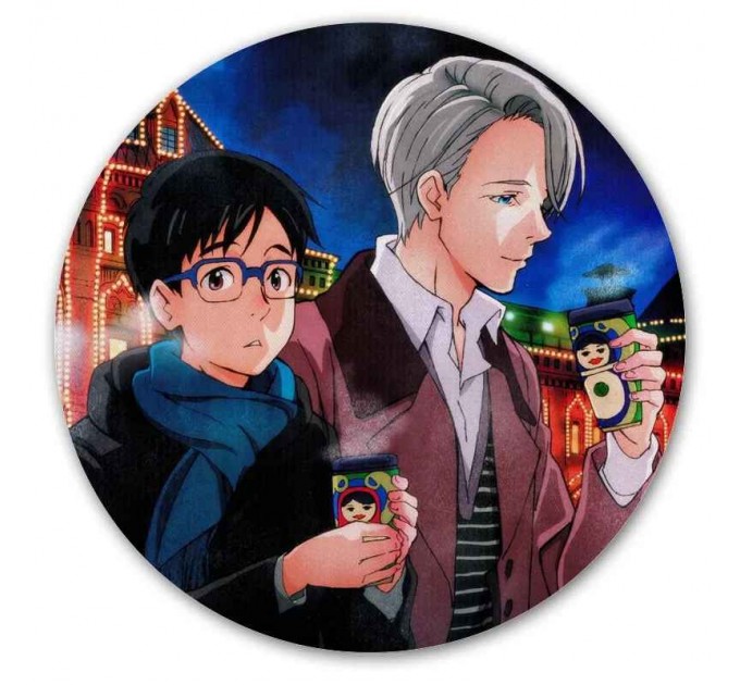 Коврик для мышки круглый Yuri!!! on Ice Victor and Yuuri in Moscow 