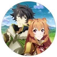 Коврик для мышки круглый Tate no Yuusha no Nariagari - Naofumi Iwatani и Raphtalia