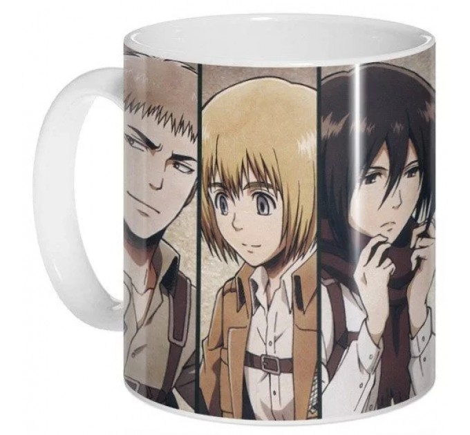 Кружка Вторжение гигантов / Shingeki no Kyojin с основными персонажами аниме 