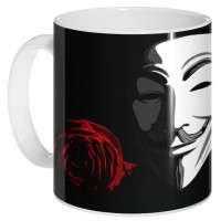 Кружка V for Vendetta - Mask and Rose