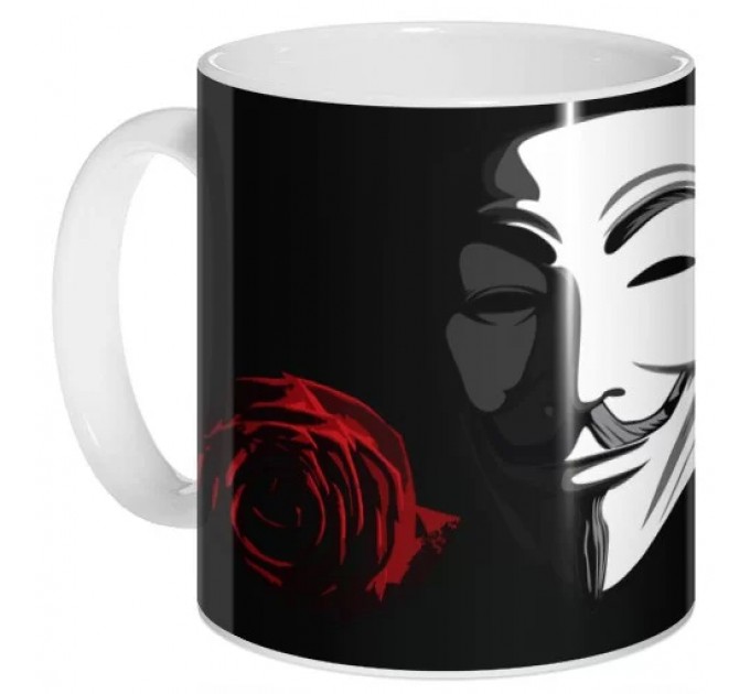 Кружка V for Vendetta - Mask and Rose 